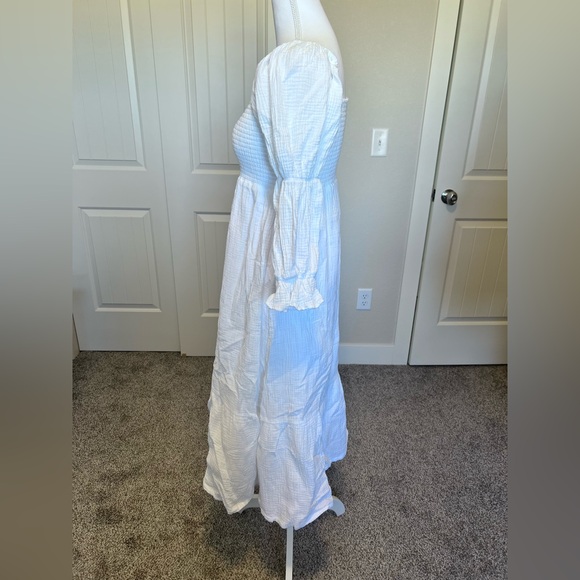 o.p.t Brigitte Dress Smocked bodice Puffed Tiered Sleeves Cotton Sz Small - Picture 4 of 16